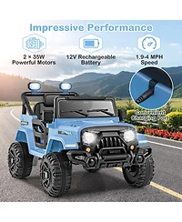 Gymax 12V Kids Ride on Truck Car w/ Remote Control Threaded Wheels 3 Speeds Led Lights