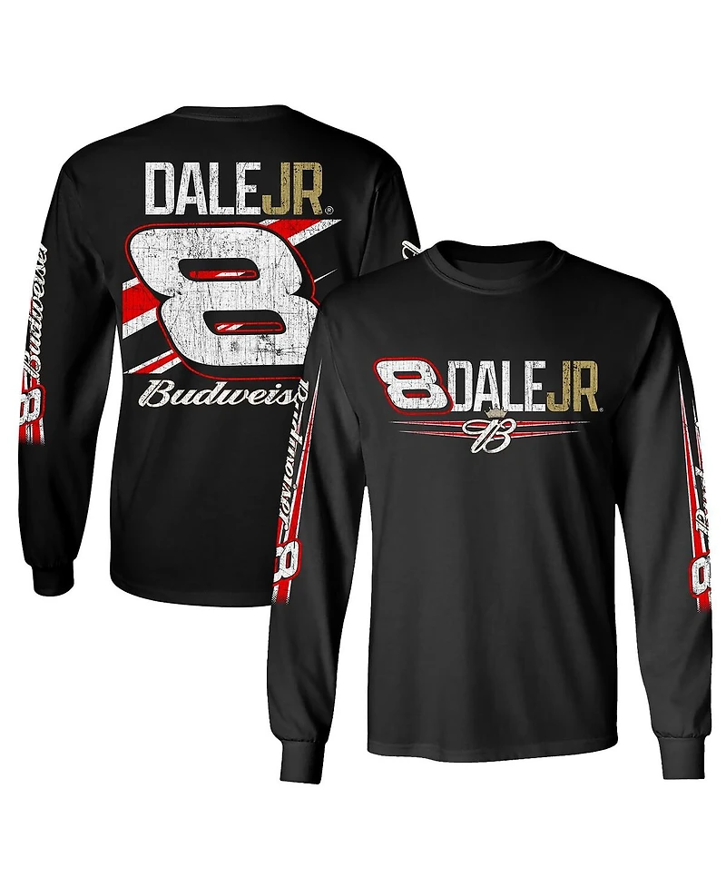 Jr Motorsports Official Team Apparel Men's Black Dale Earnhardt Jr. Budweiser Long Sleeve T-Shirt