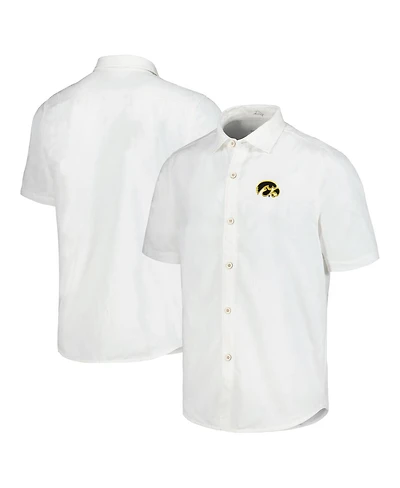Tommy Bahama Men's White Iowa Hawkeyes Coconut Point Palm Vista IslandZone Camp Button-Up Shirt