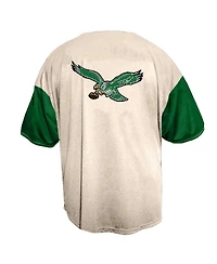 Fanatics Men's Cream Philadelphia Eagles Vintage Full-Button Short Sleeve Shirt