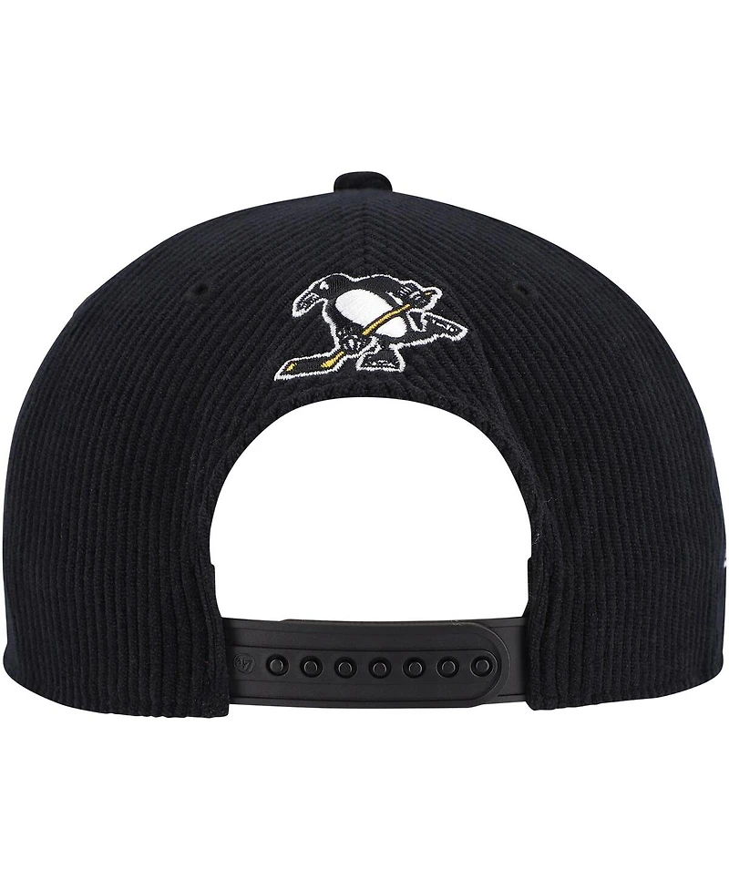 '47 Brand Men's Black Pittsburgh Penguins Crosstown Corduroy Hitch Adjustable Hat