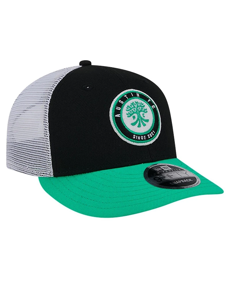 New Era Men's Black Austin Fc Throwback Trucker Low Profile 9FIFTY Snapback Hat