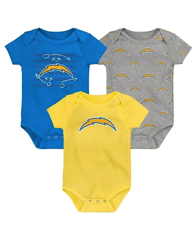 Outerstuff Baby Boys and Girls 3-Pack Los Angeles Chargers Team Starter Bodysuit Set