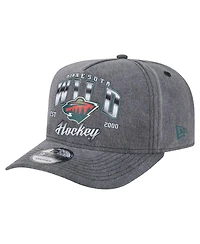 New Era Men's Charcoal Minnesota Wild Throwback Washed A-Frame Pre-Curved 9FIFTY Snapback Hat