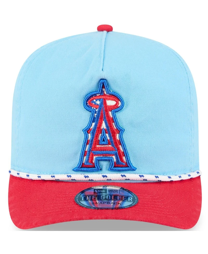 New Era Men's Light Blue/Red Los Angeles Angels 2025 Fourth of July Golfer Snapback Hat