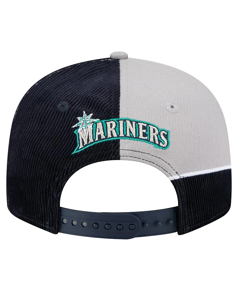 New Era Men's Navy/Gray Seattle Mariners Retro Split Corduroy Snapback Hat