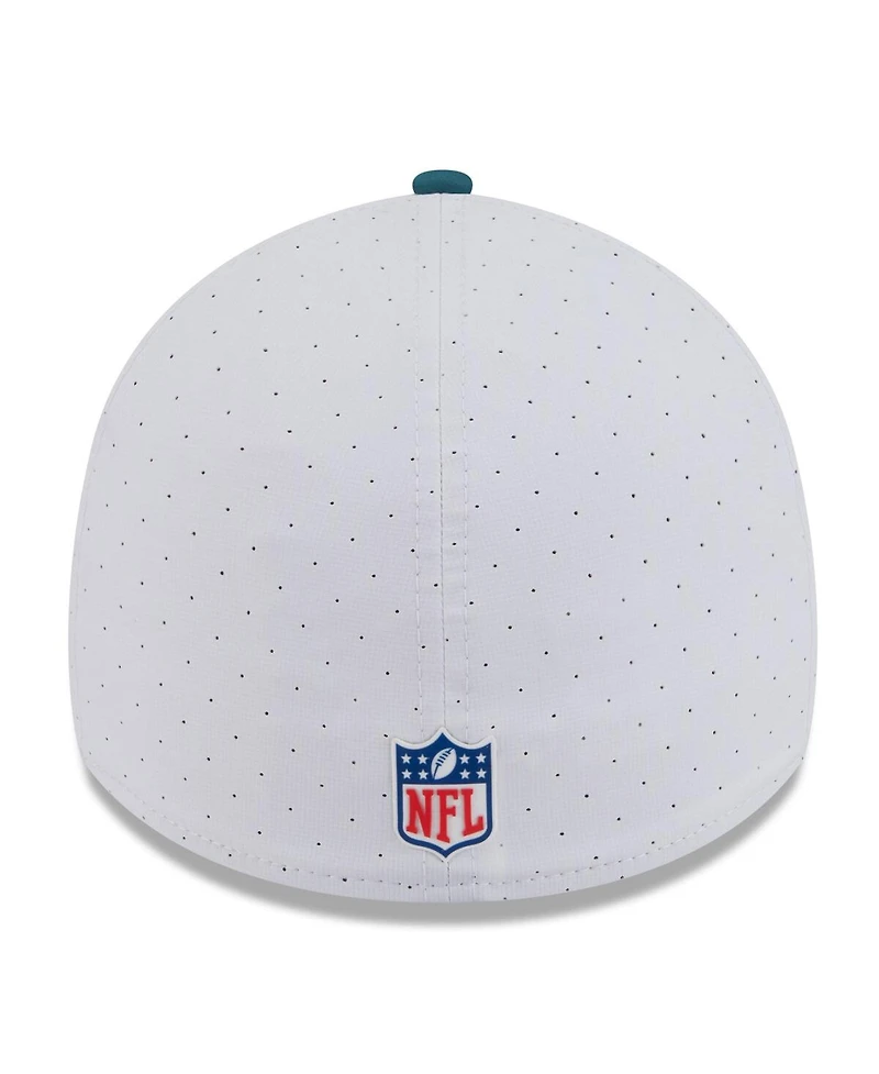New Era Men's White/Midnight Green Philadelphia Eagles 2025 Nfl Training Camp 39THIRTY Flex Hat