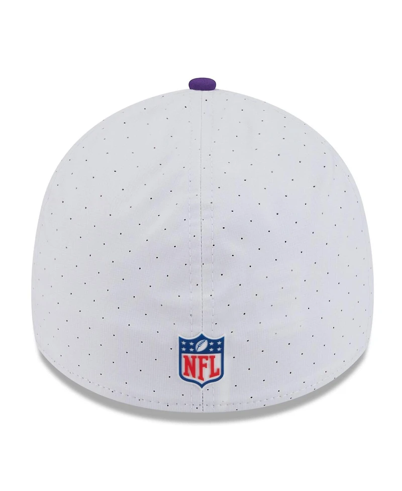 New Era Men's White/Purple Minnesota Vikings 2025 Nfl Training Camp 39THIRTY Flex Hat