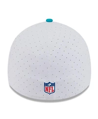 New Era Men's White/Aqua Miami Dolphins 2025 Nfl Training Camp 39THIRTY Flex Hat