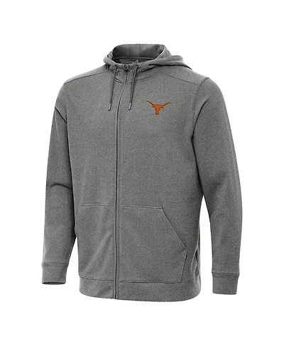 Antigua Men's Heather Black Texas Longhorns Effortless Full-Zip Hoodie Jacket