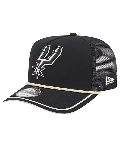 New Era Men's Black San Antonio Spurs Vintage Team Rope A-Frame 9FIFTY Snapback Hat