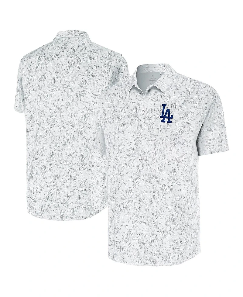 Antigua Men's White Los Angeles Dodgers Lush Button-Up Shirt