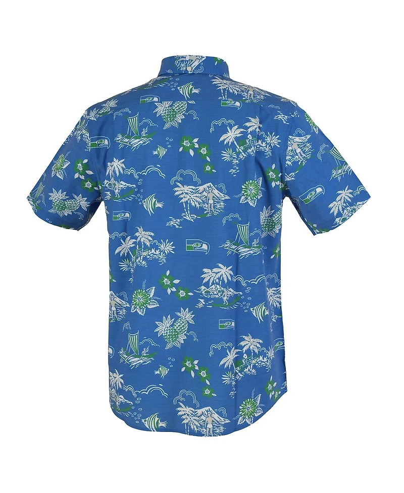 Reyn Spooner Men's Blue Seattle Seahawks Throwback Kekai Performance Button-Down Shirt