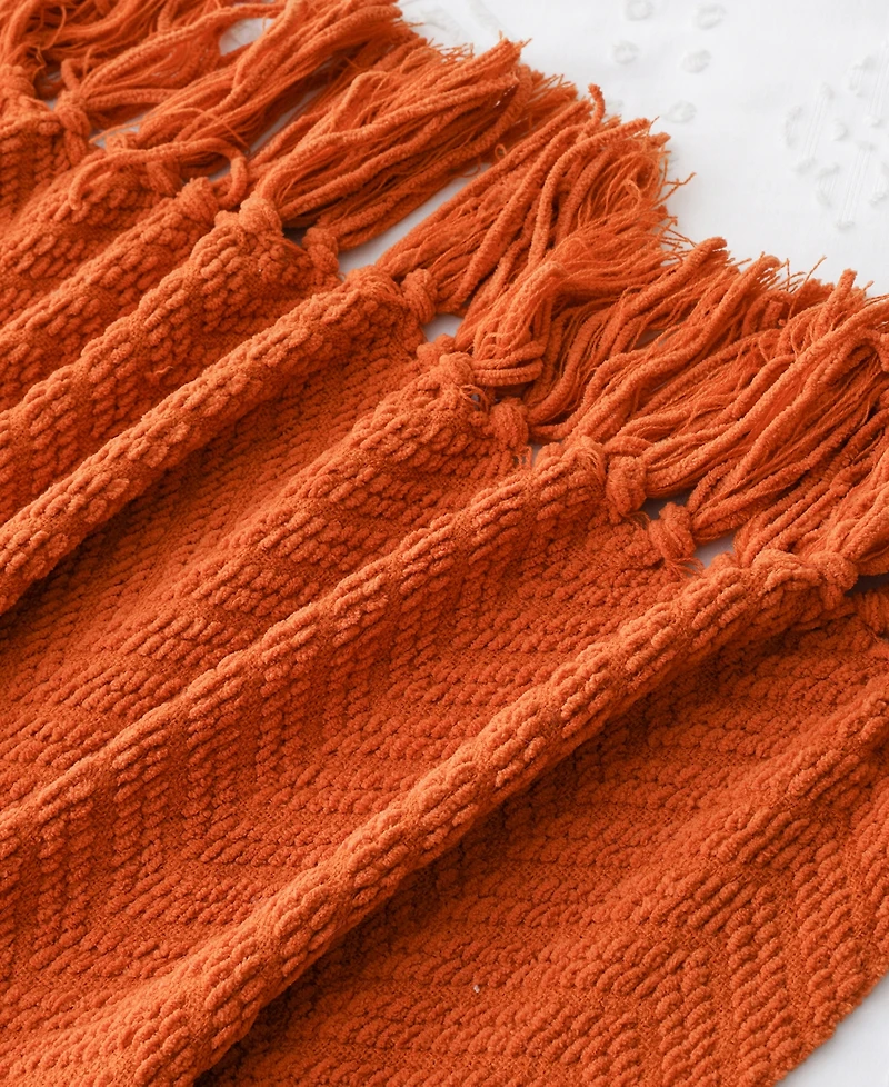 Battilo Herringbone Chenille Knit Throw