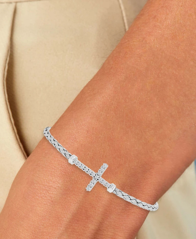 Macy's Cubic Zirconia Cross Charm Bracelet in Sterling Silver