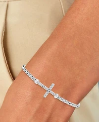 Macy's Cubic Zirconia Cross Charm Bracelet in Sterling Silver