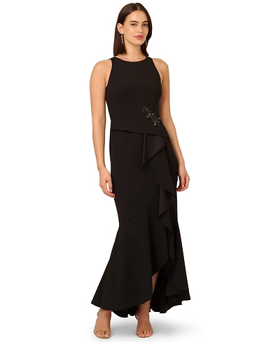 Adrianna Papell Women's Cascading-Ruffle Crepe Gown
