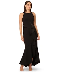 Adrianna Papell Women's Cascading-Ruffle Crepe Gown