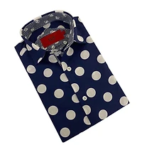 Elie Balleh Big Boys Long Sleeve Navy Polka Dot Shirt