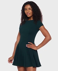 B Darlin Juniors' Scuba Crepe Short-Sleeve Fit & flare Dress