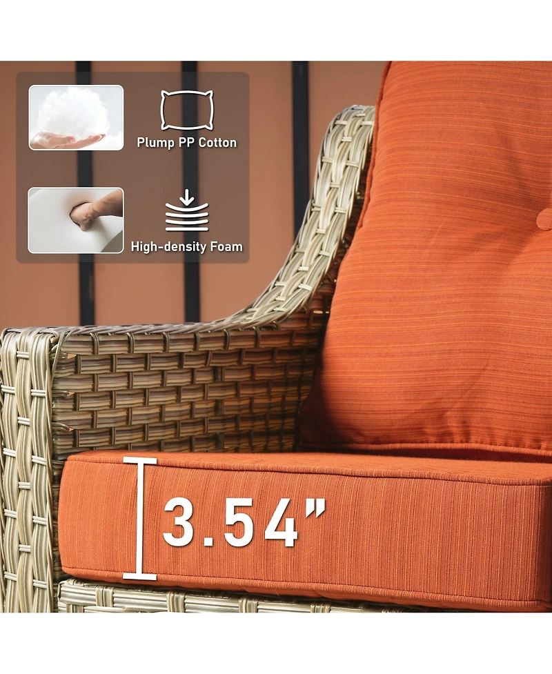 Xizzi 5 Piece Outdoor Rattan Patio Furniture Set with 3 Seat Sofa,Swivel Rocking Chairs,Solar Coffee Table,Wicker Sofa for Backyard and Porch