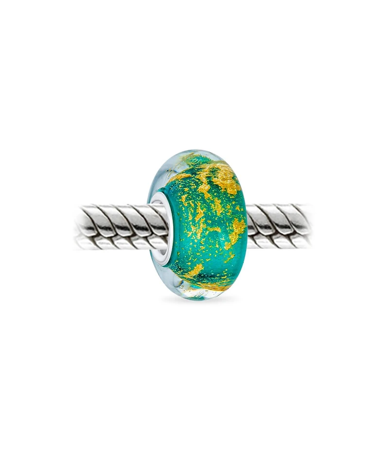 Bling Jewelry Set of 4 Murano Glass Charm Bead Blue Red Purple Green Gold Foil for European Bracelet
