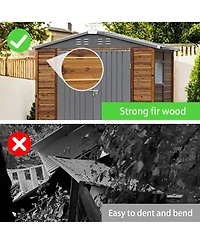 Mondawe 4x6FT Iron-Wood Outdoor Storage Tool Shed with Lockable Door and Windows