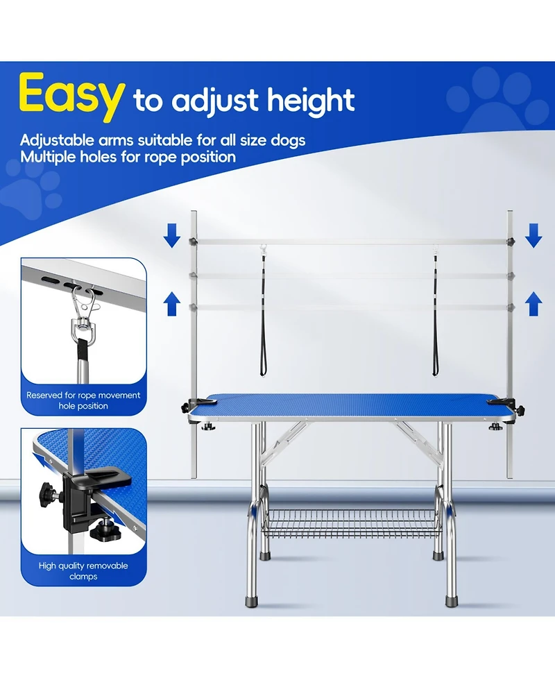 Streamdale Furniture Lehuocw 45" Grooming Table Adjustable Foldable 330lb Capacity - Blue