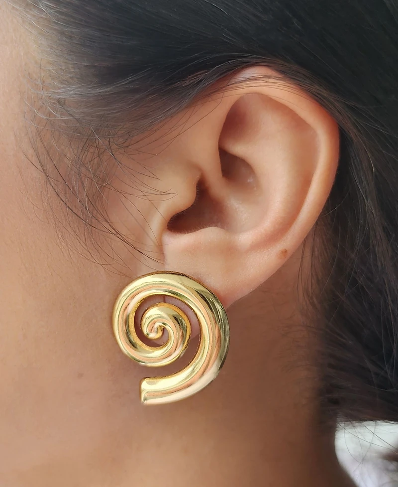 Adornia Tarnish Resistant Gold Swirl Statement Stud Earrings