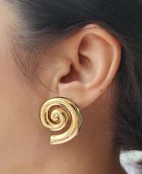 Adornia Tarnish Resistant Gold Swirl Statement Stud Earrings