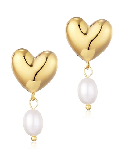 Adornia Gold Freshwater Cultivated Pearl Heart Drop Earrings