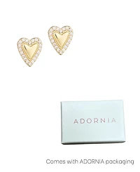 Adornia Gold Puffy Mini Halo Heart Stud Earrings