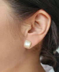 Adornia Gold Cushion-Shaped Mother of Pearl Halo Stud Earrings