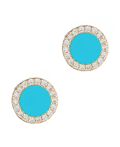 Adornia Gold Turquoise Circle Halo Stud Earrings
