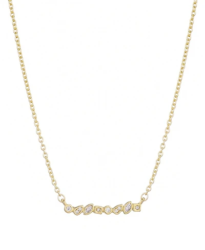 Adornia Gold Crystal Dainty Mixed Shape Bar Necklace