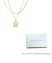Adornia Gold Pave Tag Pendant and Herringbone Chain Initial Necklace Set