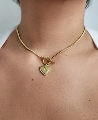 Adornia Gold Heart Initial Toggle Necklace
