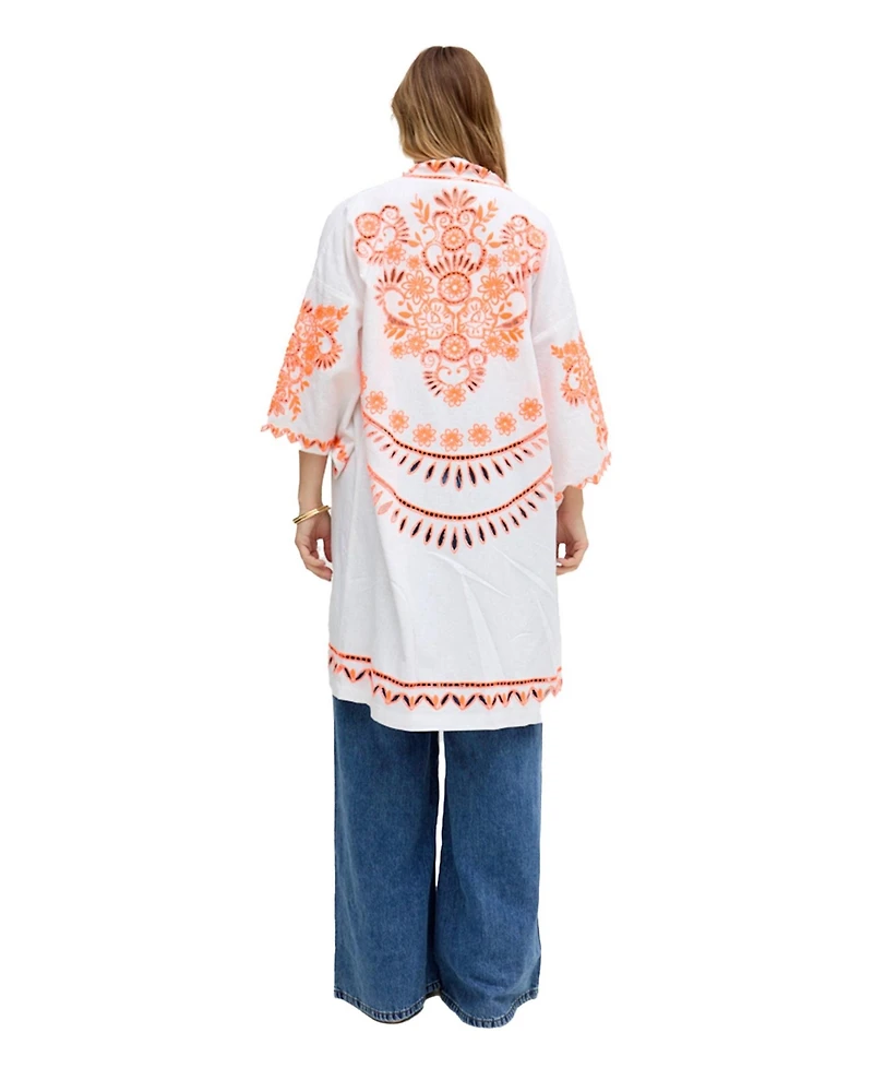 Raffya Women's Lupe Edge To Embroidered Kimono