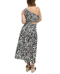 Raffya Women's Jazz Jersey One Shoulder Warhol Print Midi Dress