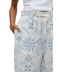 Raffya Women's Cherice Wide leg All Over Embroidered Trouser