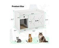 Casainc 33.5" Cat Litter Box Enclosure, Litter Box Furniture Hidden with Cat Litter Mat, Indoor Cat House with Storage Drawer Side Table
