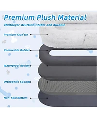 Streamdale Furniture Human Dog Bed Washable Faux Fur Orthopedic 71"x45" (Grey)