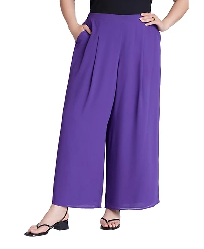 Eloquii Women's Plus Wide Leg Chiffon Pant