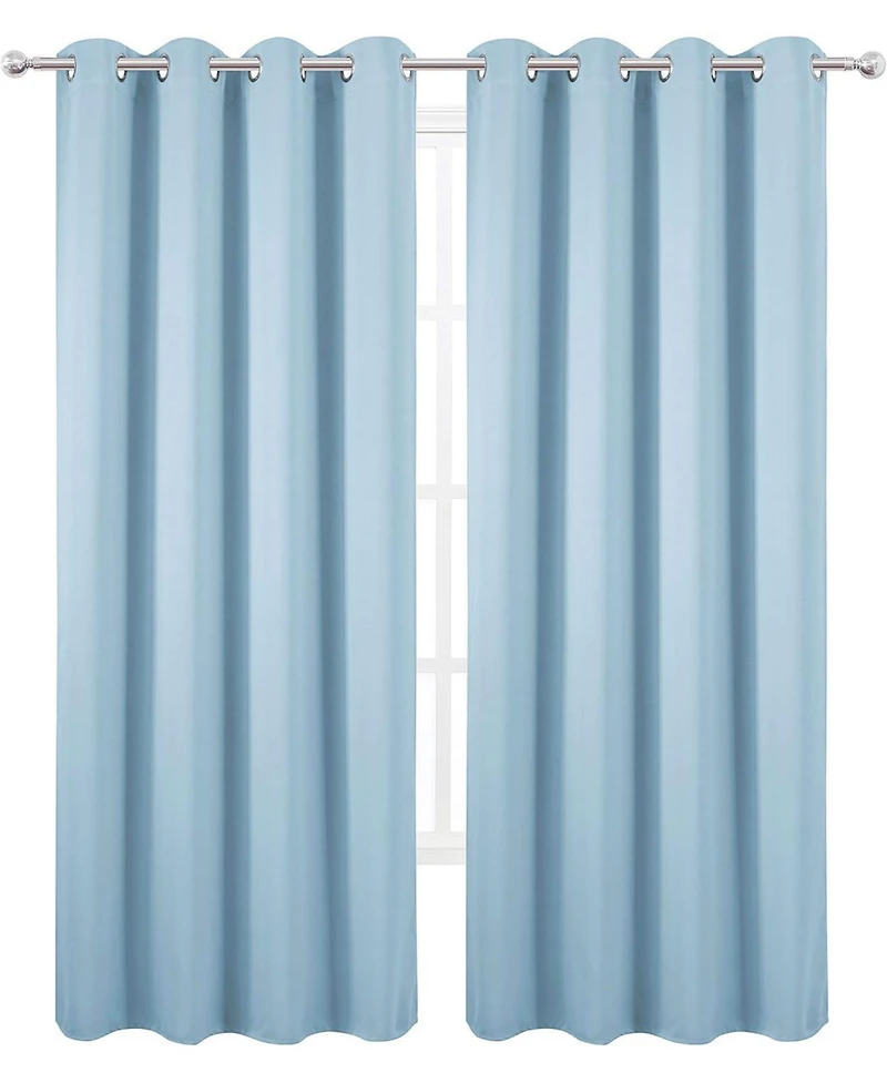 Kate Aurora 1 Piece Custom Decor Baby Blue Light Filtering Grommet Top Curtain Panel