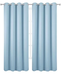 Kate Aurora 1 Piece Custom Decor Baby Blue Light Filtering Grommet Top Curtain Panel