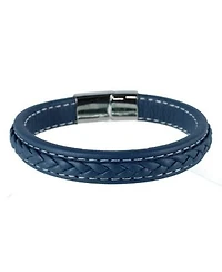 Trafalgar Loose Fit Amaris Azure Stitched Leather Secure Clasped Bracelet