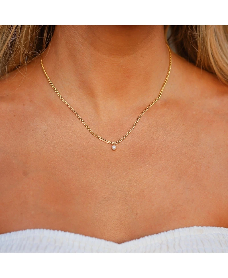 Bowood Lane 14k Gold Filled Curb Chain With Mini Pearl Charm Necklace