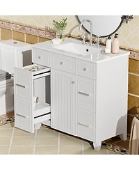 Streamdale Furniture 36" Bathroom Vanity w/ Ceramic Sink & Hairdryer Drawer