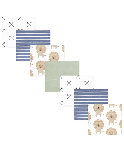 Hudson Baby Infant Boys Cotton Flannel Receiving Blankets 7pk, Modern Lion, One