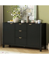 Streamdale Furniture Wave Design Sideboard - Adjustable Shelves Drawers Soft-Close Doors